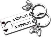 Sleutelhangers da coppia Gamer - per lui e lei - regalo per San Valentino - Natale - compleanno - anniversario - argento