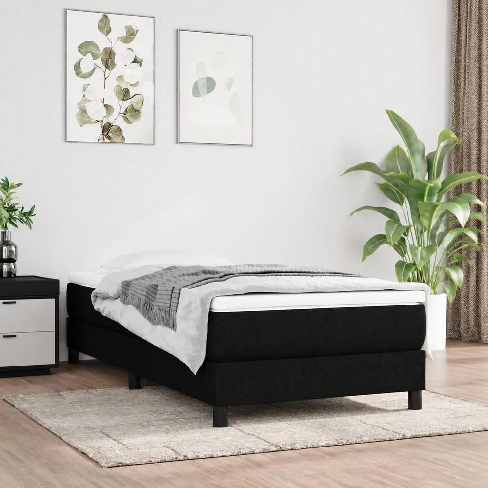Box Spring Bed Frame, Black, 80x200 Cm, Fabric