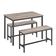 Set tavolo da pranzo e panca 110 x 70 x 75 cm tavolo 2 panche struttura in acciaio per cucina sala da pranzo soggiorno marrone grigio 12_0005427