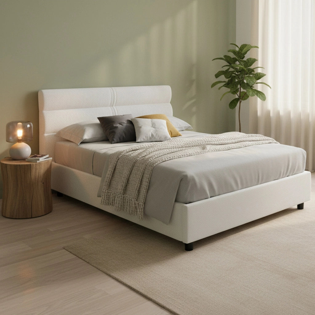 Letto Matrimoniale Briatico, Letto Matrimoniale Materasso Incluso Made in Italy, Bianco