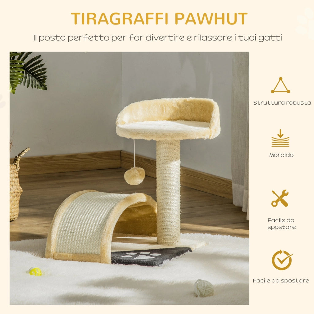 Albero Tiragraffi per Gatti per Gioco e Relax 36x36x44 cm Beige