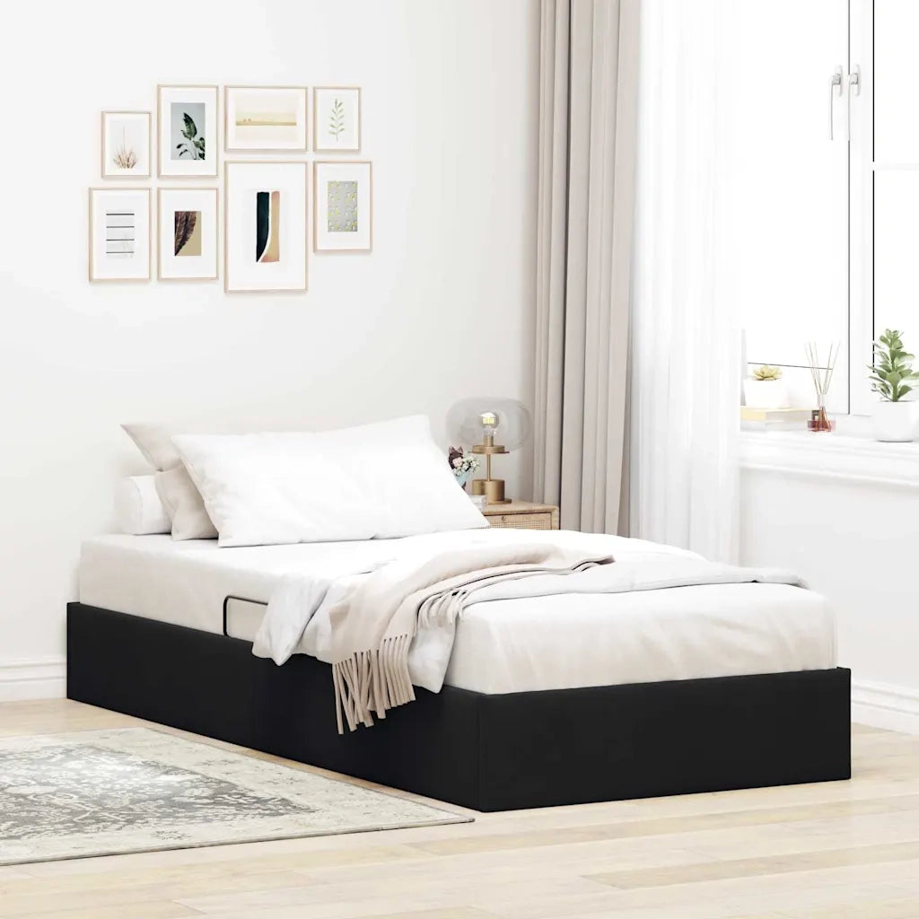 Letto con Contenitore con testiera Nero 90 x 190 cm Velluto