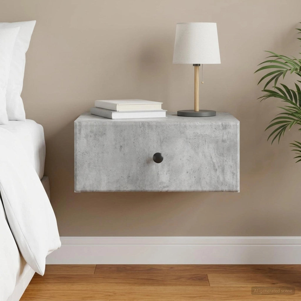 Mobiletto da notte a muro Grigio Cemento 49 x 34,5 x 20 cm 899131