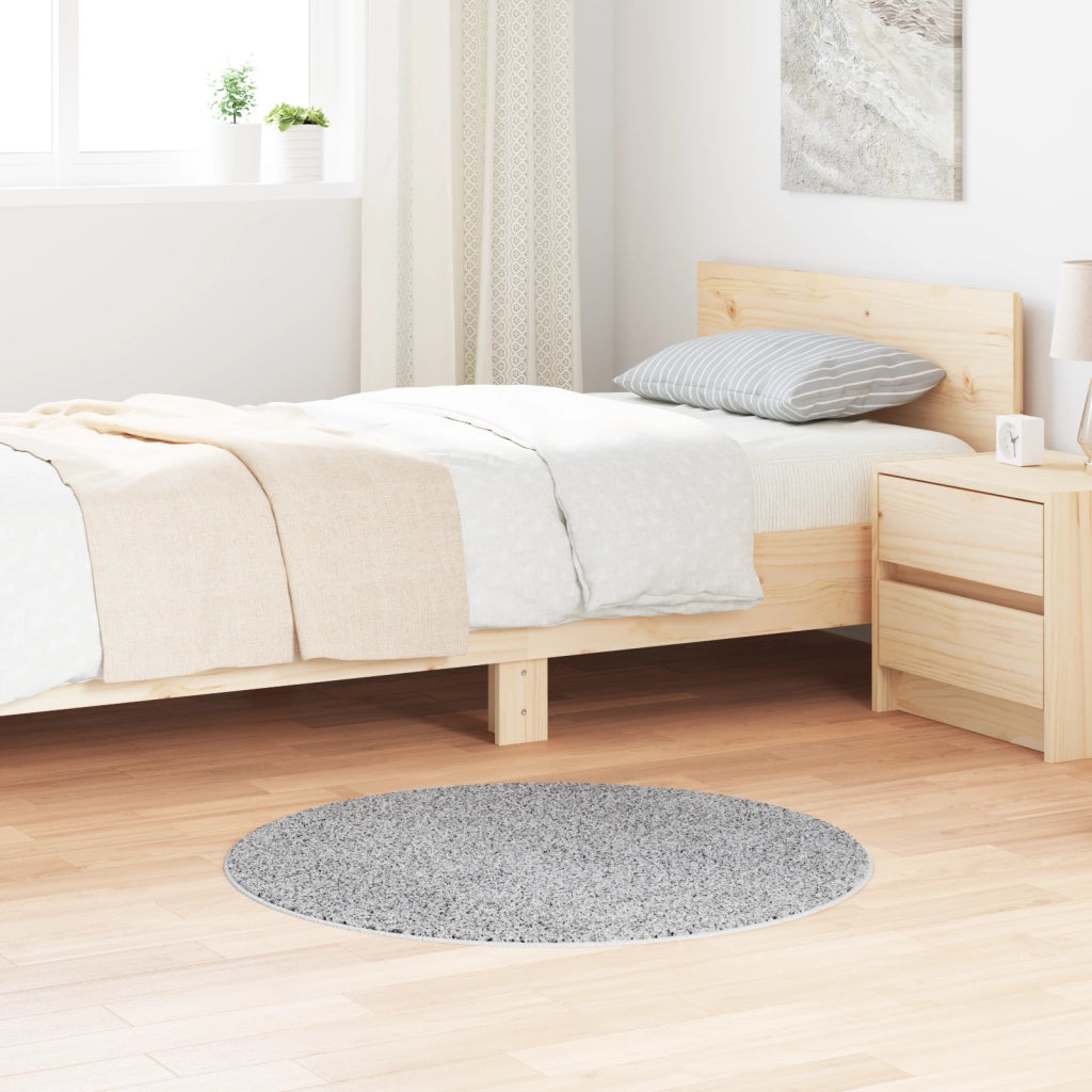 Tappeto Shaggy con Fondo in Lattice Grigio Ã˜90 cm