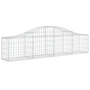 Cesto gabbione recinzione a gabbia muro di contenimento ad arco 200 x 30 x 40/60 cm ferro zincato argento 02_0040012