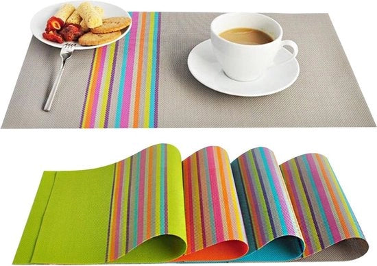 Set di placemats in plastica, set da 4, resistente al calore, antiscivolo, impermeabile e idoneo per cucina e tavolo da pranzo (30 x 45 cm) (oranje-004)