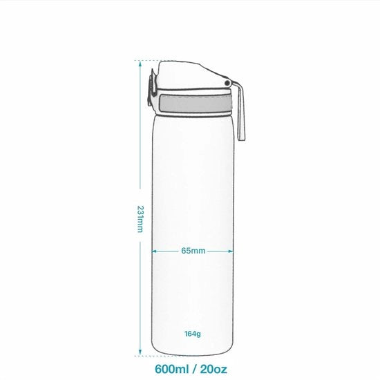 Fiaschetto in acciaio, 600 ml, senza acido, con apertura unica, chiusura sicura, resistente alla lavastoviglie, coperchio scorrevole, maniglia di trasporto, facile da pulire, resistente all'usura e alle abrasioni.