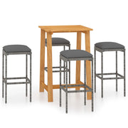 Set da Bar da Giardino 5 pz | Set Salotto da Giardino con Cuscini Grigio