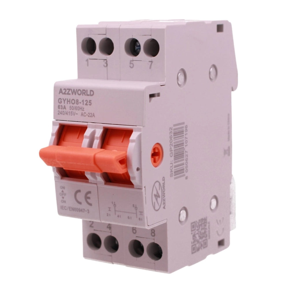 Commutatore di Rete Manuale I-0-II, 63A AC 220/380V, per Rete Principale e Alimentazione di Riserva, Disponibile 1P 2P 4P (2P)