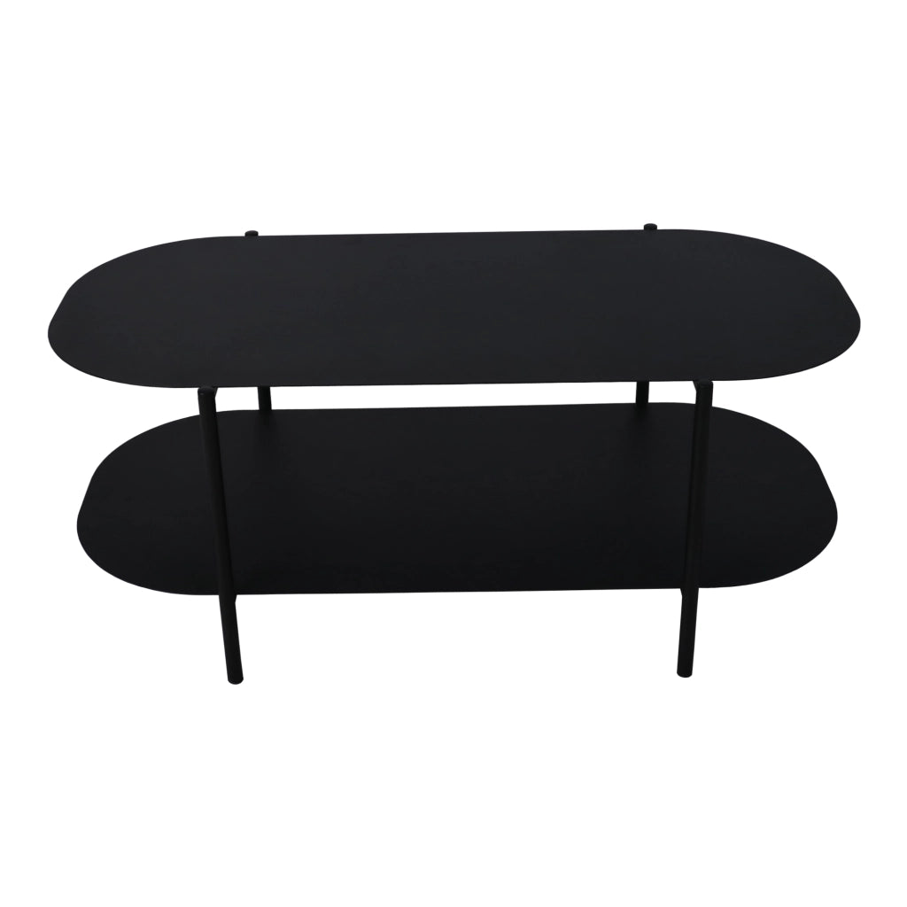 Tavolino Basso Enebakk in Acciaio con Piano Ovale 112 x 62 x 40,5 cm Nero [en.casa]