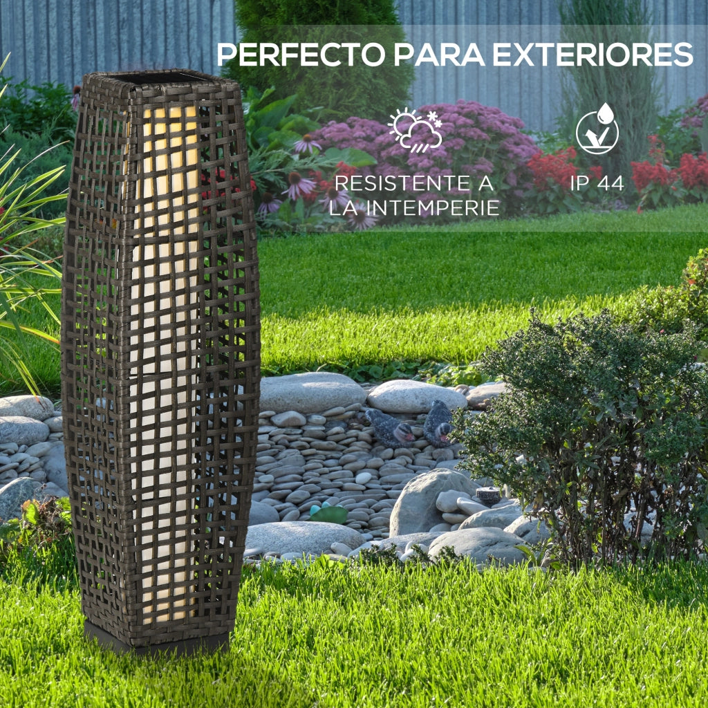Lampada Solare da Giardino in Rattan Sintetico ¨C zephmum ¨C Grigio 21x21x78 cm