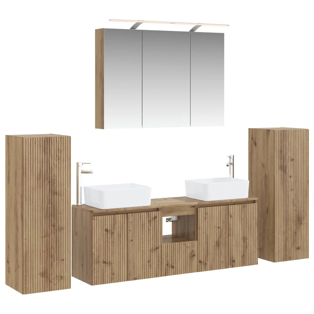 Set di mobili per il bagno 6 pz Rovere Artigianale 3407166