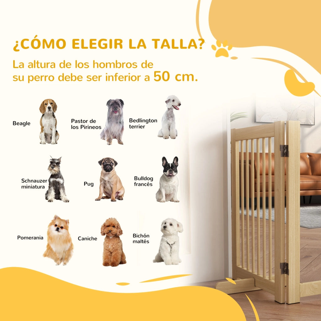 Barriera per Cani Pieghevole in Legno ¨C zephmum ¨C 204x36x75 cm Colore Naturale
