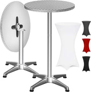 ® Tavolo Alto da Bar 2in1 con Fodera Regolabile in Altezza 70 cm / 115 cm in Alluminio Rotondo Ø60 cm Pieghevole per Esterni Giardino Bistrot Feste Tavoli da Ricevimento