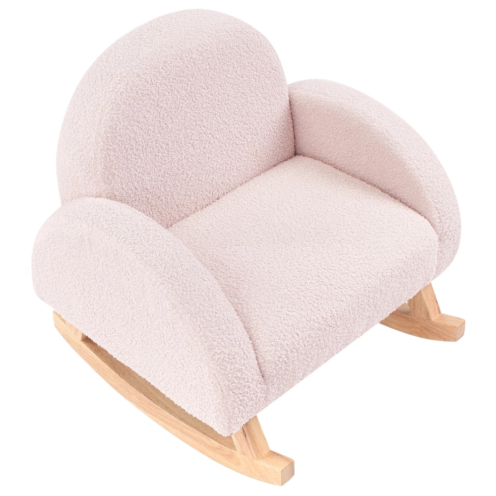 Sedia a dondolo per bambini in legno rosa pastello cameretta