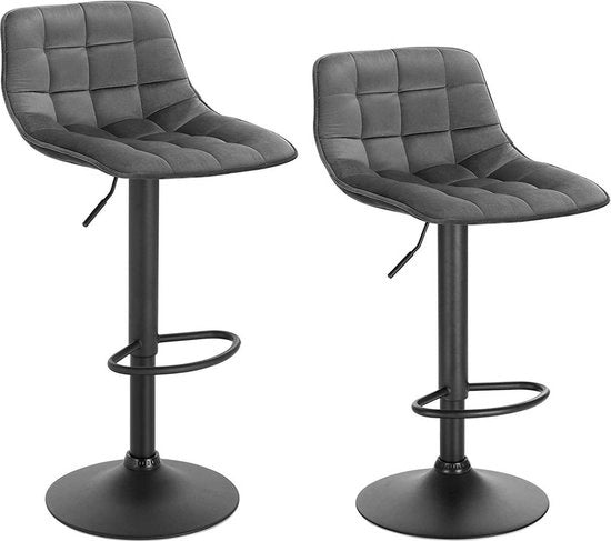 Set di due sedili bar con schienale regolabile in altezza - colore grigio scuro - sedute ergonomiche per cucina e bar - altezza seduta 59-81cm