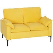 Divano 2 Posti Moderno con Cuscini e Rivestimento in Tessuto Spugna, 130x77x84 cm, Giallo