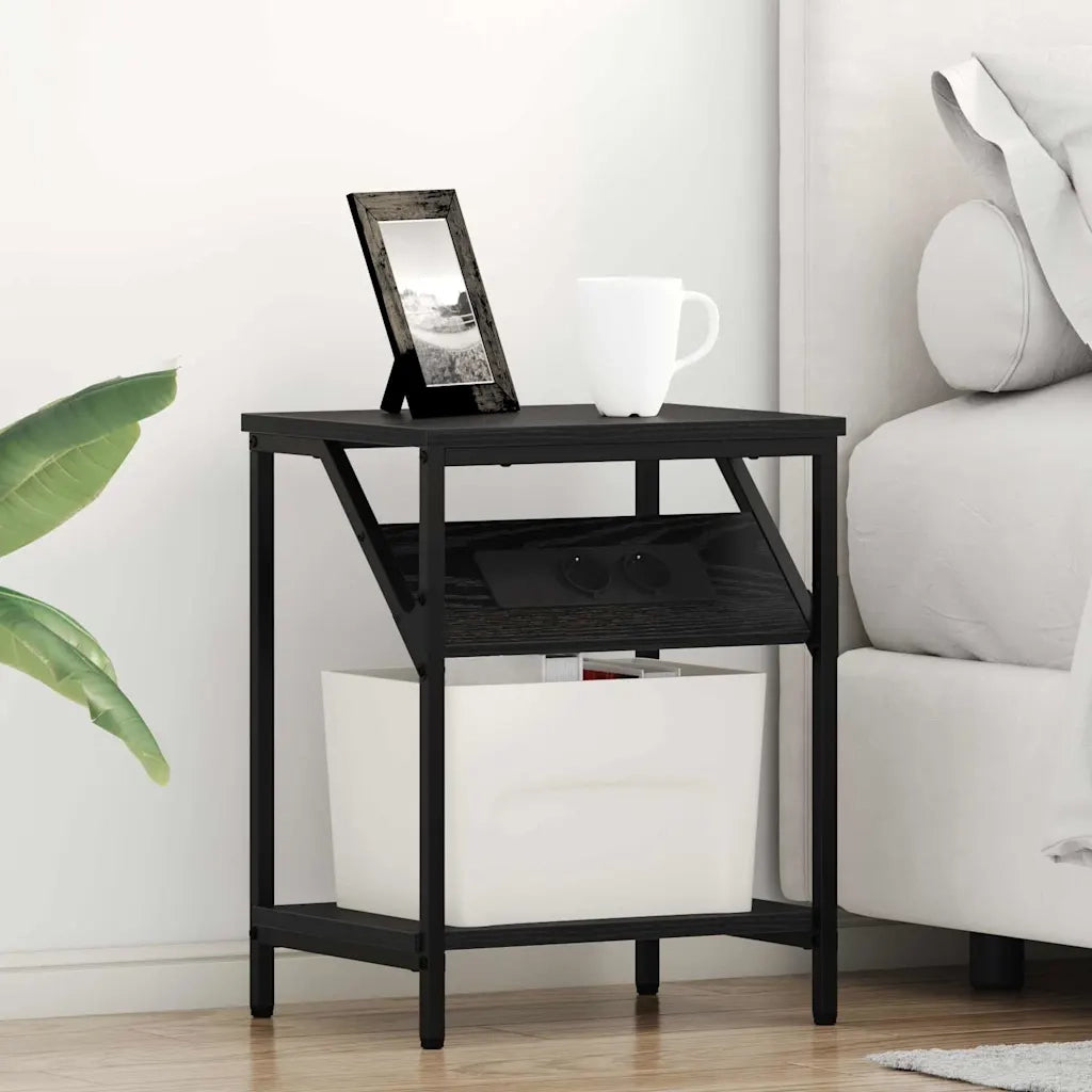 vidaXL Armadio da Notte Rovere nero 38 x 30 x 48 cm Legno multistrato
