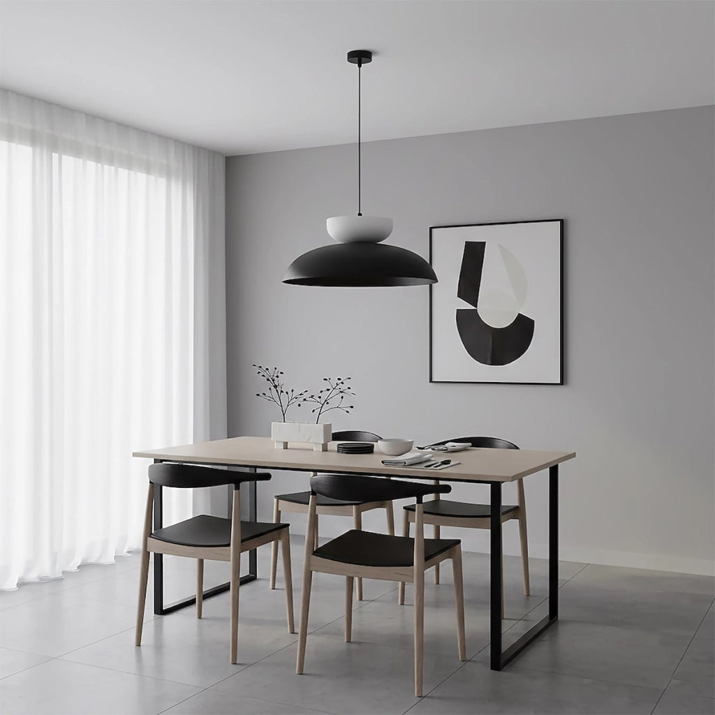 Lampada a sospensione MEGA con cupola bicolore nero e bianco