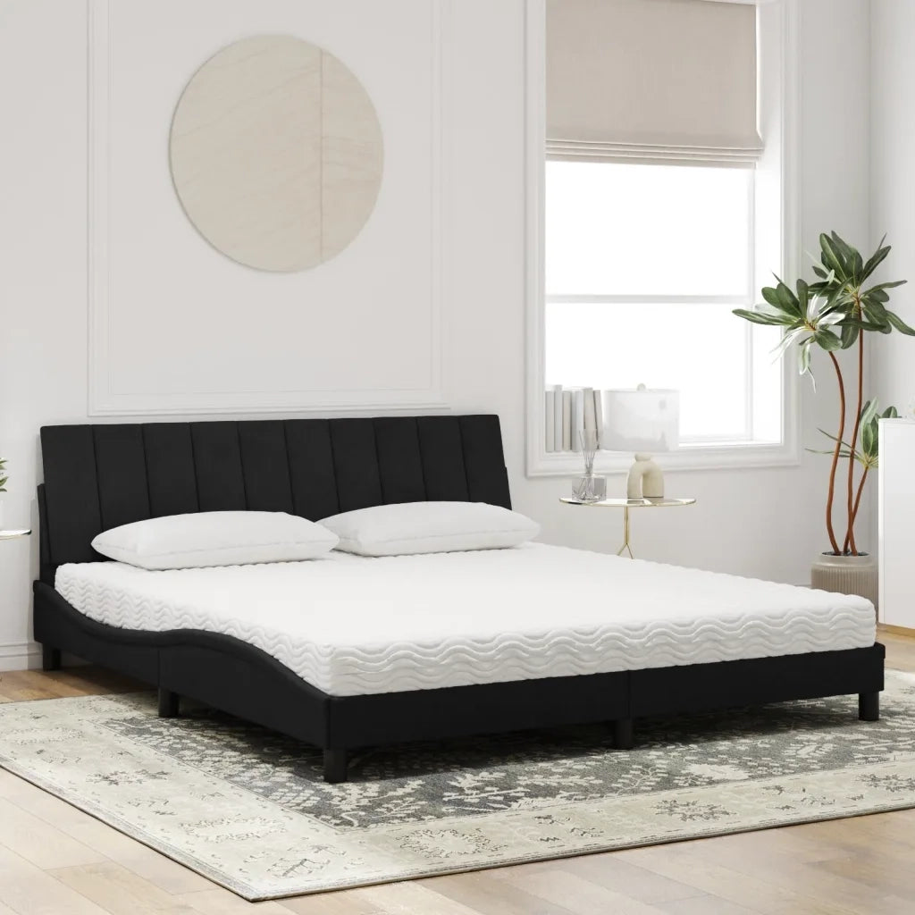 Letto con Materasso Hanko Nero 180x200 cm in Velluto