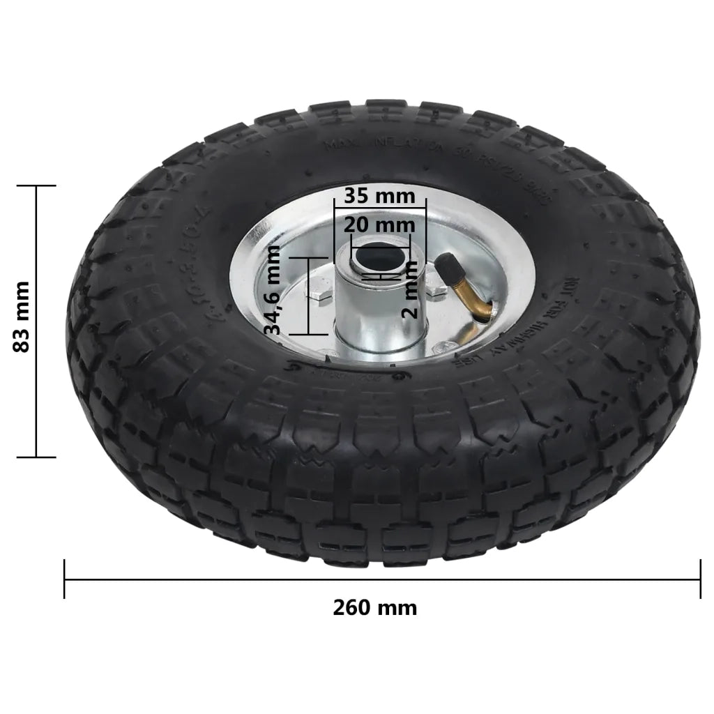 Ruote Carrello a Mano 2 pz in Gomma 4.10/3.50-4 (260x83) 142975