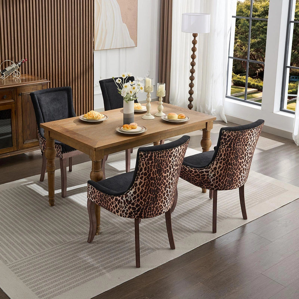 Set 2 sedie Ultra Side - Xylo - tessuto stampa leopardo gambe legno