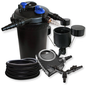 Filtro a pressione per stagni 30.000 l 18 W UVC NEO8000 70 W Pompa 25m Tubo Skimmer CSP-250