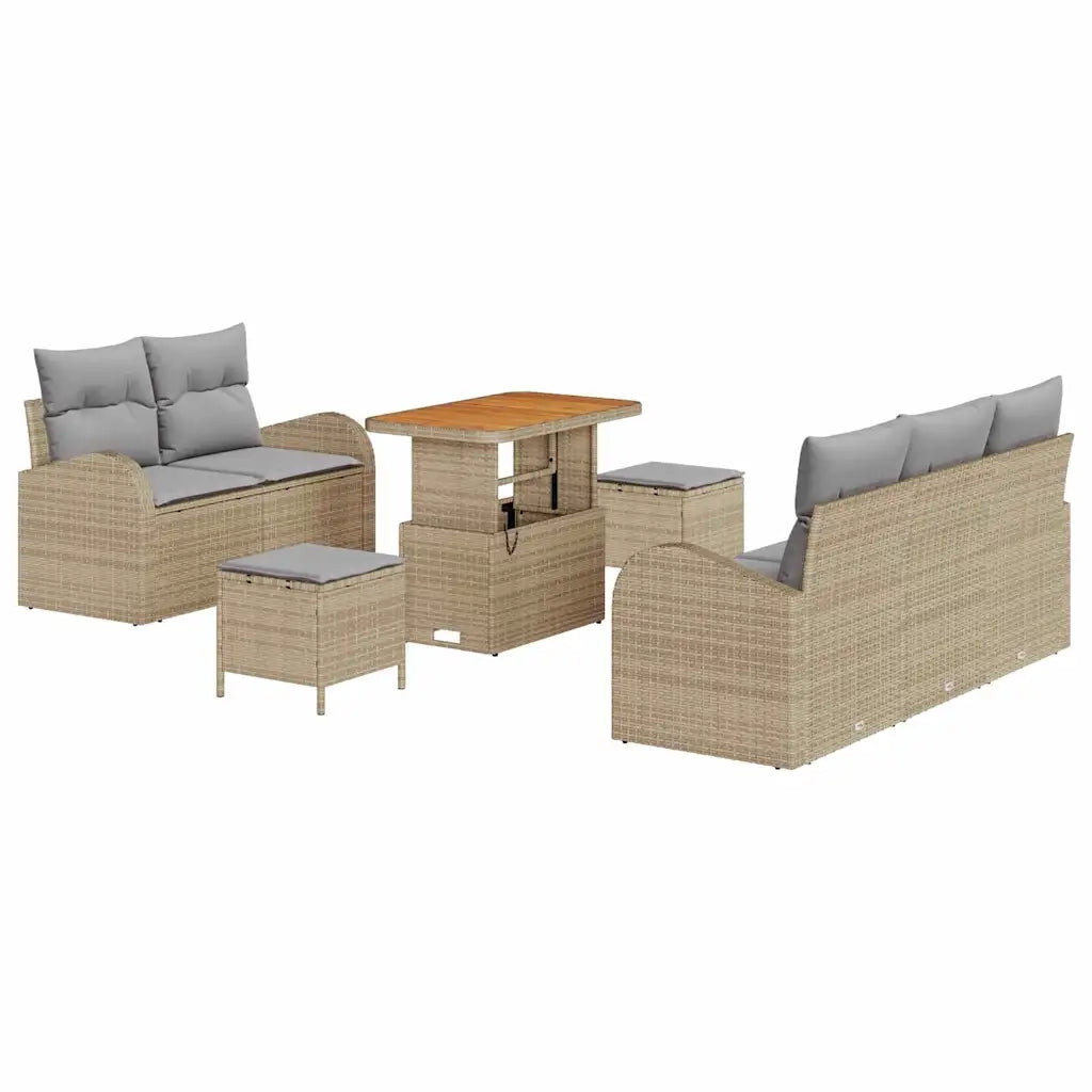 Set Divano da Giardino con cuscino 8 pcs Beige e Grigio Chiaro 3364292
