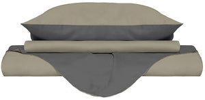 Copripiumino con Sacco e Federe Doubleface Tortora/Fumo 1 Piazza e Mezzo