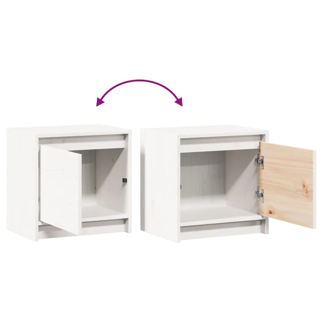 Comodini 2 pz-Set di 2 Tavolino da notte Bianchi 40x30,5x40 cm in Legno Massello di Pino 571503