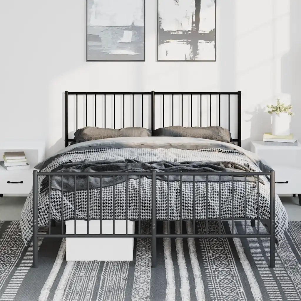 Giroletto con Testiera e Pediera Metallo Nero 135x190 cm 350881