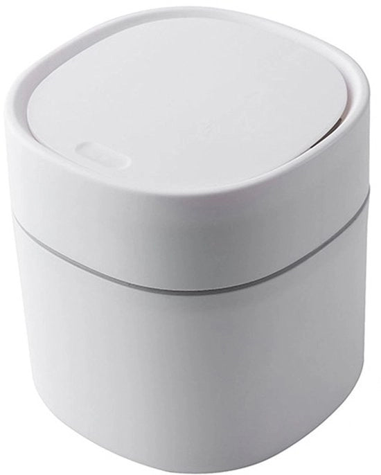 Mini cassettone per rifiuti - contenitore piccolo per spazzatura - organizzatore per ufficio - con coperchio - 18 x 16 x 6 cm - bianco