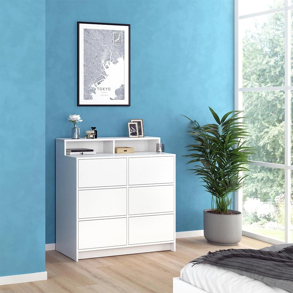 cassettiera per camera da letto Naara, Bianco, 40.3 x 100.6 cm, per riporre e abbinare ad altri mobili