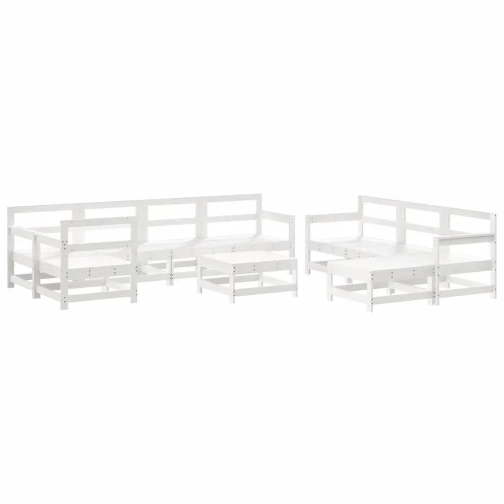 Set Divani da Giardino 10 pz con Cuscini Legno Massello Bianco 3186082