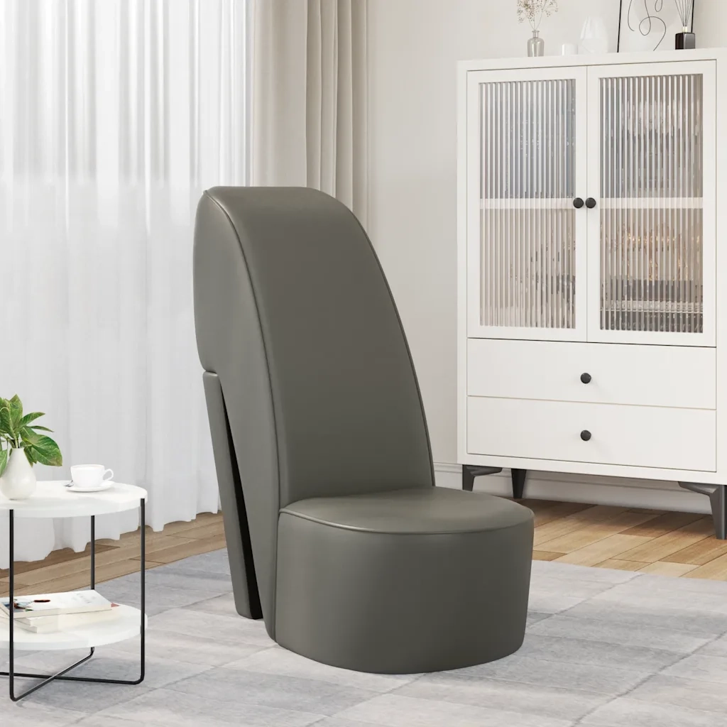 Poltrona | Sedia Relax a Forma di Scarpa con Tacco in Similpelle Grigia