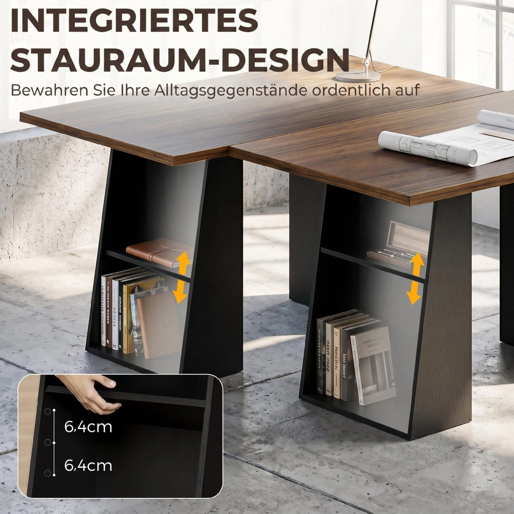 Scrivania industriale con 4 ripiani aperti ¨C Minimal ¨C marrone-nero 140x70x75 cm