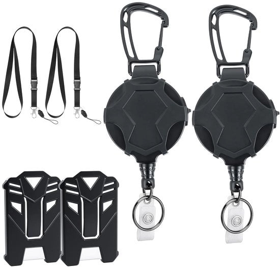 Porta chiavi retrattile con cavo metallico da 80 cm - Porta chiavi con anello - Porta chiavi con cavo - Porta chiavi con badge - Capacità di carico 6 kg
