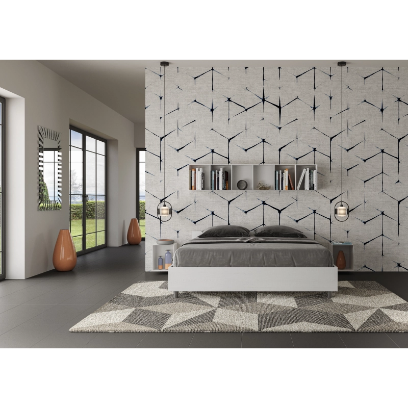 Letto Matrimoniale 160x200 cm Nuamo - Con rete,Bianco Frassino
