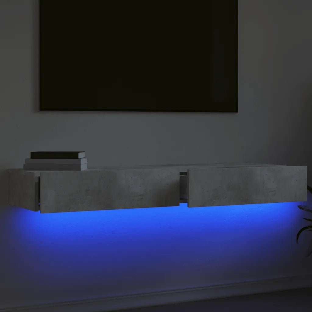 Mobili Porta TV con Luci LED 2 pz Grigio Cemento 60x35x15,5 cm 842893
