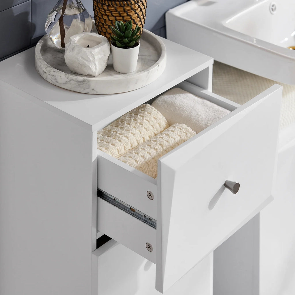 Mobile Lavanderia Con Sacchi Portabiancheria Pieghevoli Cesto Portabiancheria Mobile Da Bagno 30x30x90 Cm BZR93-W