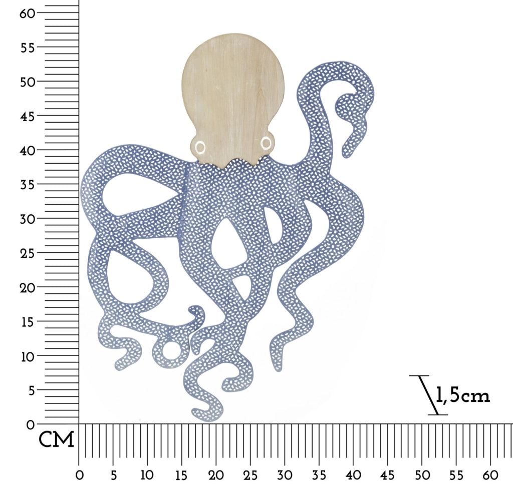 Pannello da Muro Octopus 41x1,5x57 cm in Ferro e MDF Multicolor