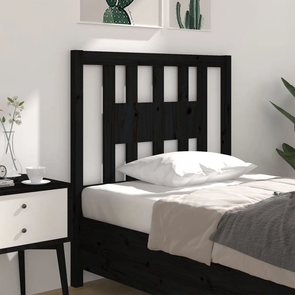 Testiera per Letto Nera 81x4x100 cm in Legno Massello di Pino 818649
