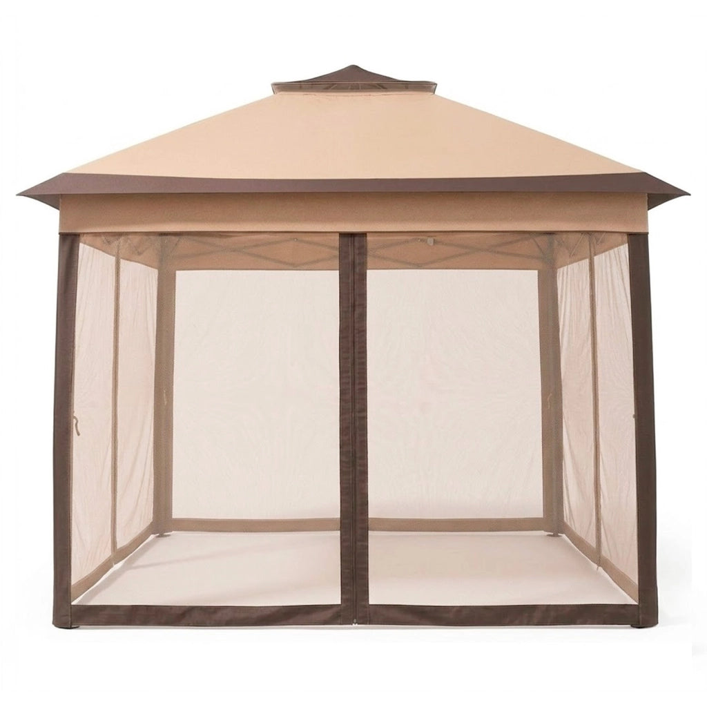 Gazebo Rapido Da Giardino Pop Up 3.33 x 3.33 Metri Altezza Regolabile Da 2.7 A 2.9 M Con Zanzariere Removibili Apertura Rapida E Borsa Trasporto Per Eventi Patio Piscina Campeggio Feste Kaki