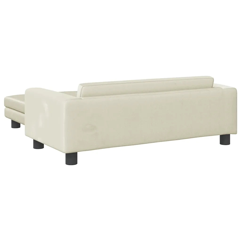 Divano Bambini con Poggiapiedi-Sofa-Divanetto Bambini Crema 100x50x30 cm in Velluto