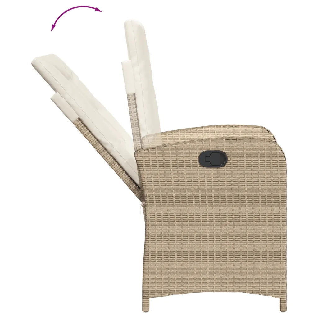 Set da Bistrò 3 pz con Cuscini Beige in Polyrattan