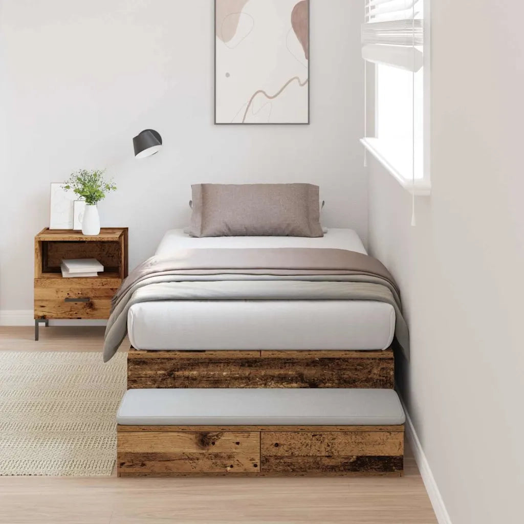 Struttura letto con contenitore Legno vecchio 75 cm 3335683