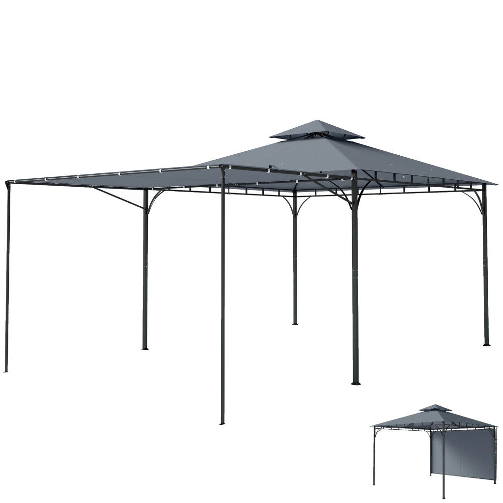 Gazebo Giardino 3,2x3,2 m ¨C zephmum ¨C Doppia Copertura Esterni Scuro