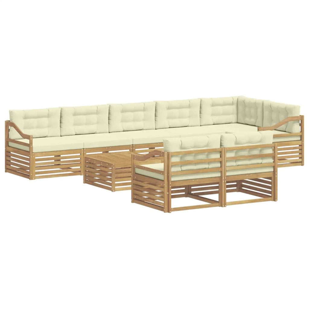 Set di divani da esterno con cuscino 9 pcs Bianco e Crema