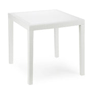 Trade Shop - Tavolo Tavolino Quadrato Effetto Finto Rattan Vimini Bianco 79x79x72cm Bar Casa 052000 -
