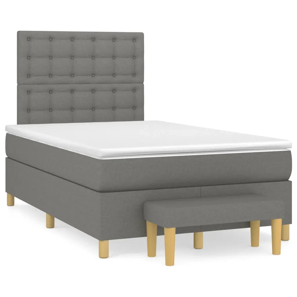 Giroletto a Molle con Materasso Grigio Scuro 120x200 cm Tessuto 3137462